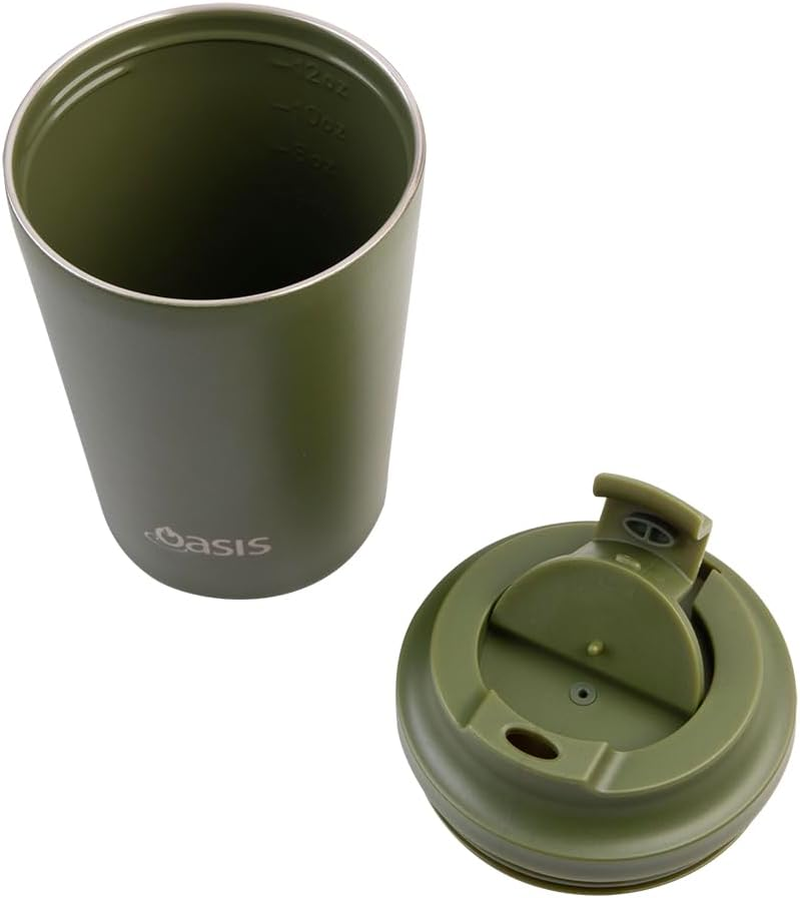 Oasis Ceramic Lined Stainless Steel Double Wall Insulated Coffee Cup 360Ml - Forest Green image number 5