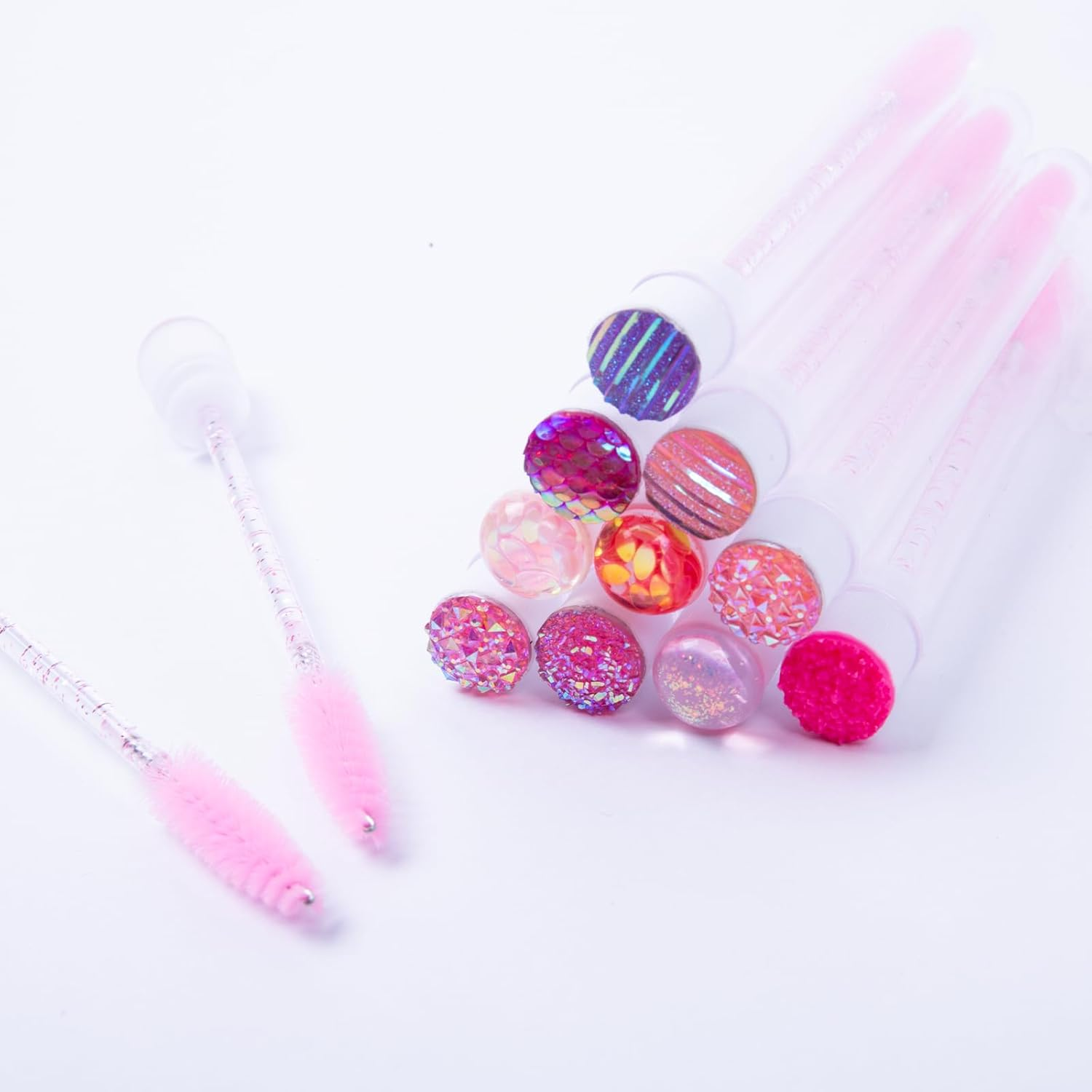 20-Piece Mixed Color Disposable Diamond Mascara Wands - Sanitary Tube Spoolies - Makeup & Eyebrow Applicator Kit