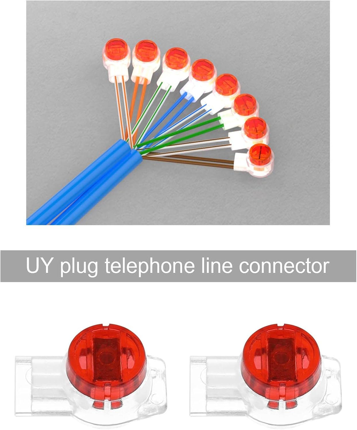 Emsea 50PCS UY Connectors K3 Telephone Cable Connectors Waterproof Gel-Filled UY Butt Splice Connectors Jelly Crimp Connectors for Data Cable Phone Wire Joints image number 1