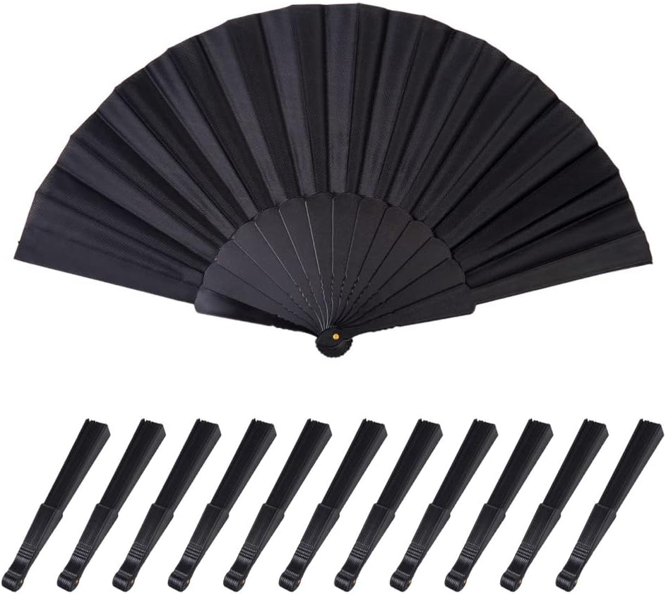 HUNANBANG 4 Pieces Oriental Bamboo Folding Hand Fans Adults Only Church Wedding Gift, Party Favors, DIY Decoration Gift Size 8 1/4" Wholesale 10Pack (Bamboo Assorted 4Pack)