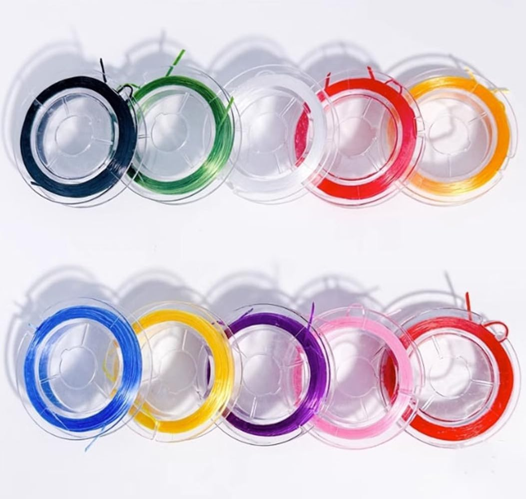 10 Rolls Elastic Bracelet String Cord,Betterjonny 0.6Mm Flat Jewelry String Multipurpose Jewelry Making Elastic Thread for DIY Jewelry Making Friendship Bracelets（10 Color） image number 3