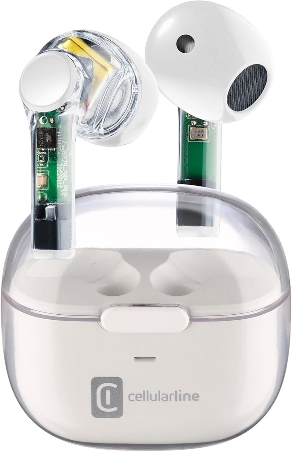 Cellularline Fine Trasparente | Auricolari Bluetooth TWS Wireless In-Ear a Capsula Con Custodia Di Ricarica - Play Time Di 3.5 Ore - Ricarica 4 Volte - Controlli Touch E Auto Pairing