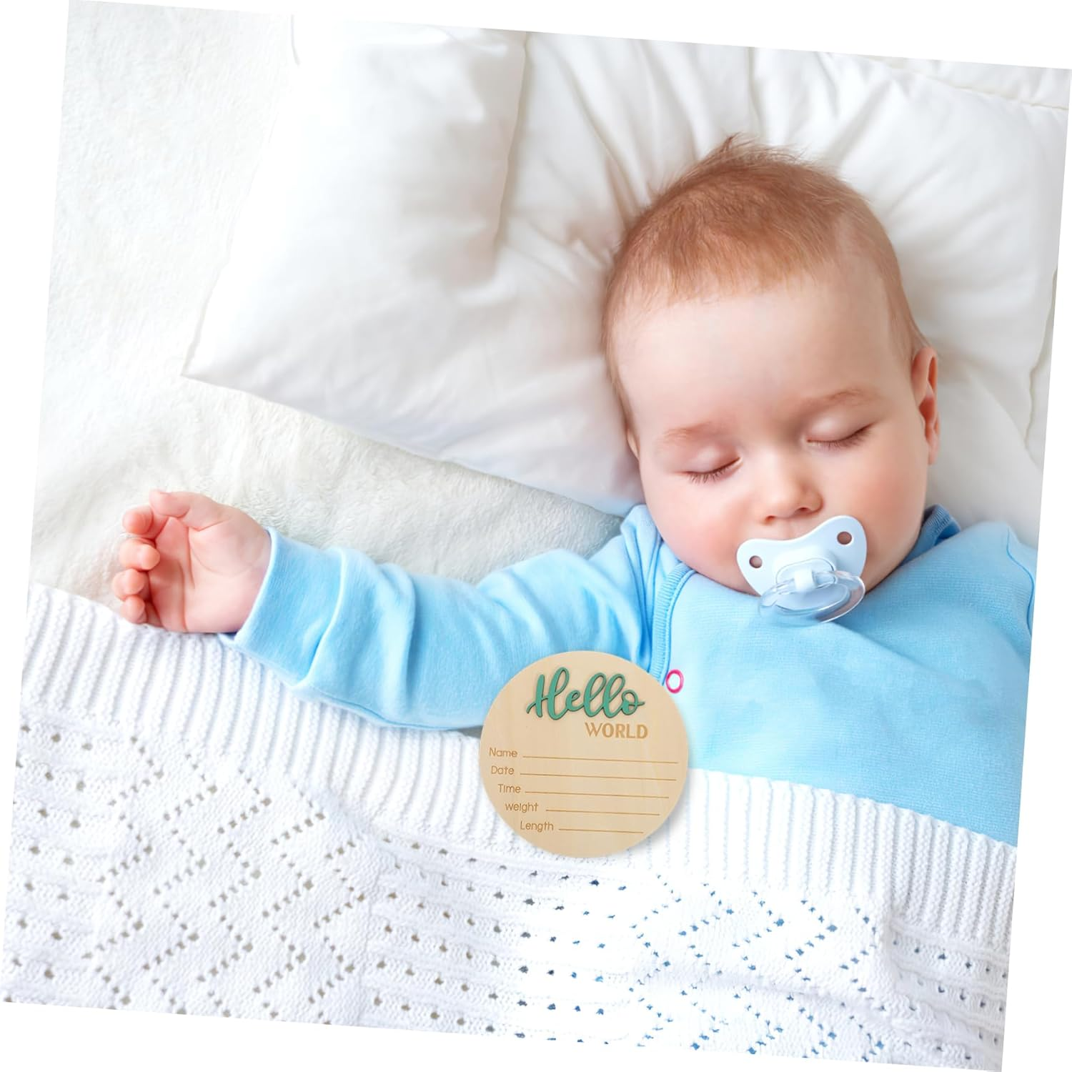 GALPADA Announcement Wooden Sign Birth Announcement Name Sign for Newborn Shower Essential Wooden round Decor Unique image number 2