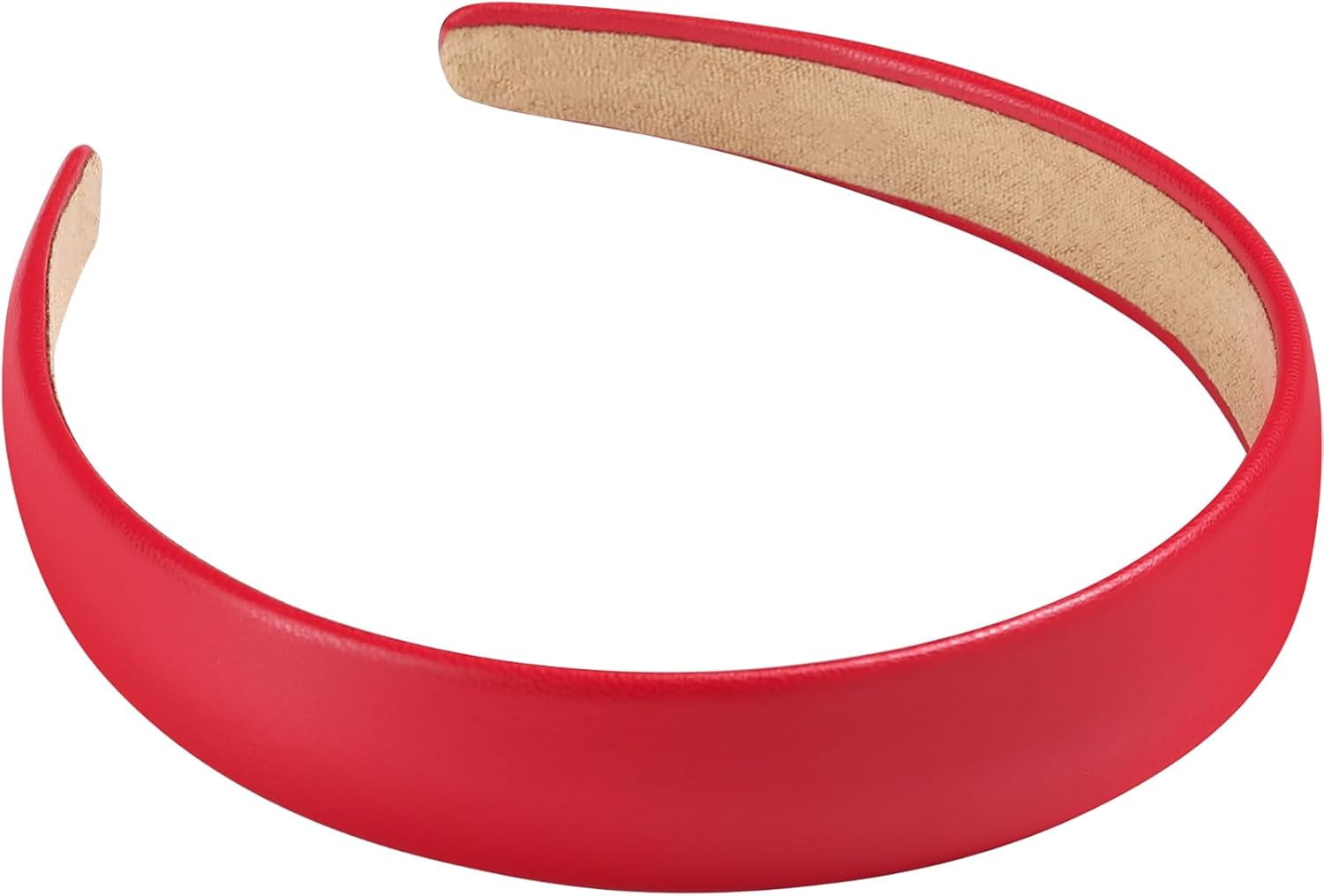 Wantgor 1 Inch PU Leather Headband, Wide Padded Hairband Fashion Hair Bands Cute Womens Headbands Holiday DIY Hair Accessories (Pink)