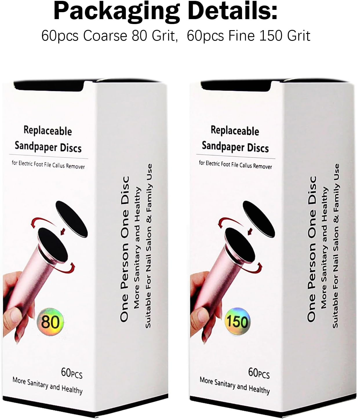 Pack of 120 Sandpaper for Electric Callus Remover, Foot File, Professional Sanding Discs for Feet Callus Remover (Grit 80 + 150) image number 3