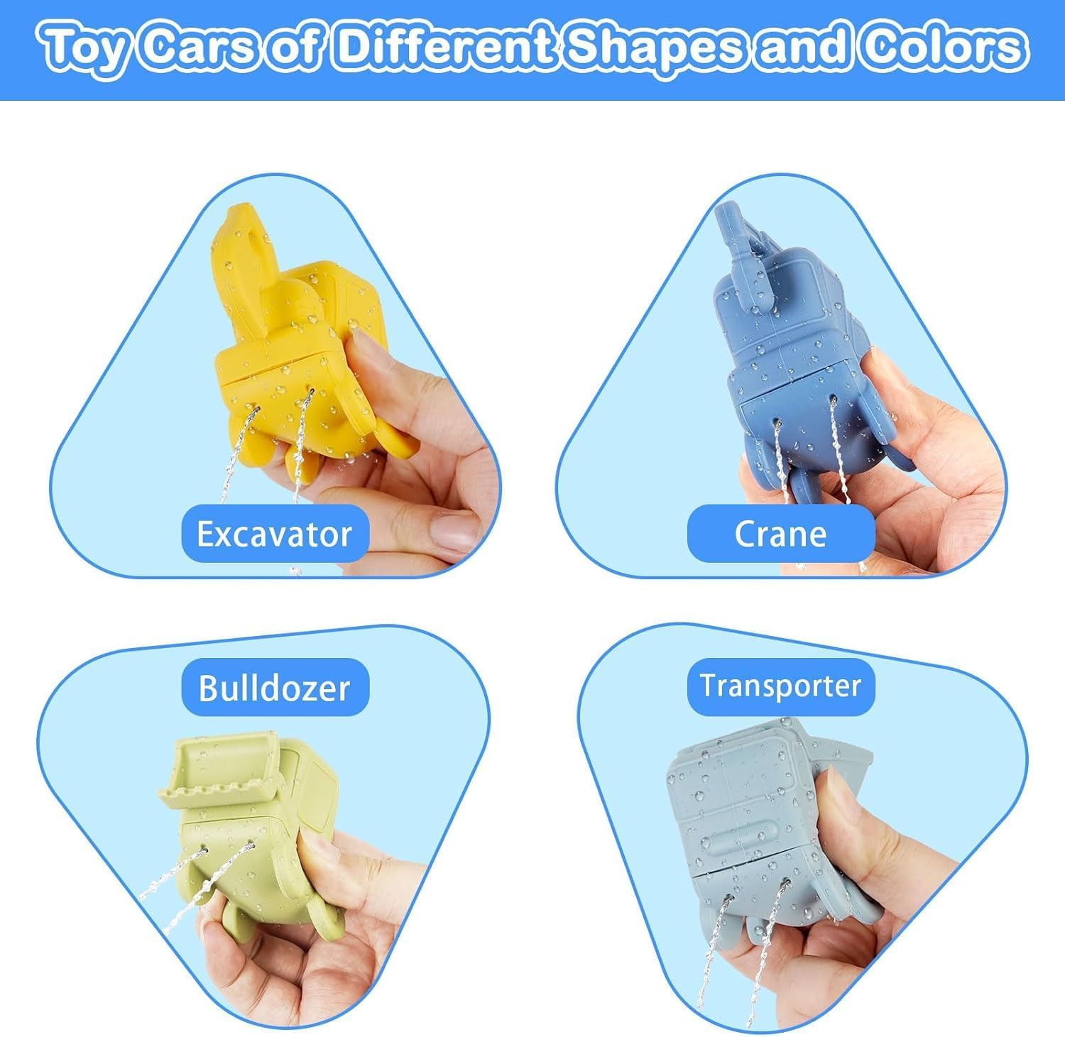 Silicone Baby Bath Toys, 15 Pcs Infant Squirty Bathtub Toys, Floating Bath Toys with Bath Boats/ Stacking Cups/ Car Water Spray Toys/ Storage Bag for 1 2 3 4 Boys Girls Kids image number 1