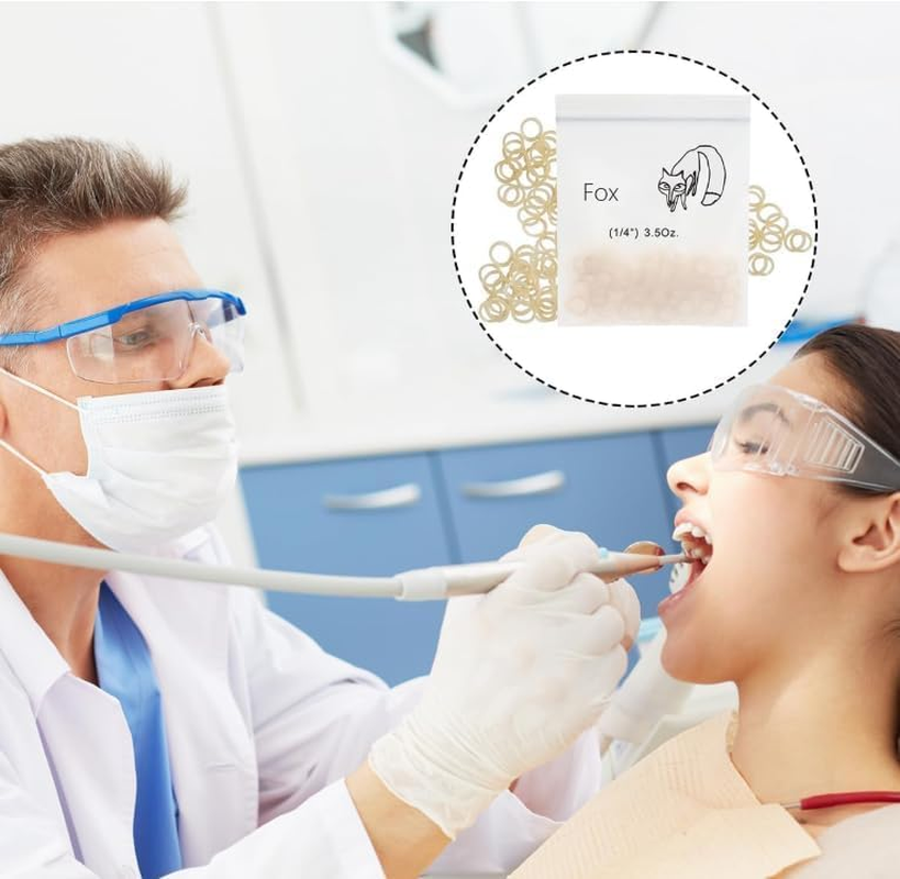 Orthodontic Elastic Rubber Bands, 200PCS 1/4" Orthodontic Rubber Band for Crooked Teeth, Tooth Gaps, Hairbands, Braids (Fox, 3.5 Oz)