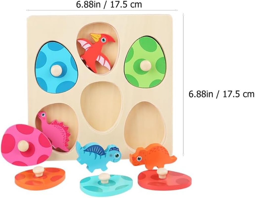 Ifundom Wooden Puzzles for Toddlers Dinosaur Eggs Peg Puzzles Montessori Toys Educational Toy for Boys Girls Preschool Learning Activities image number 1