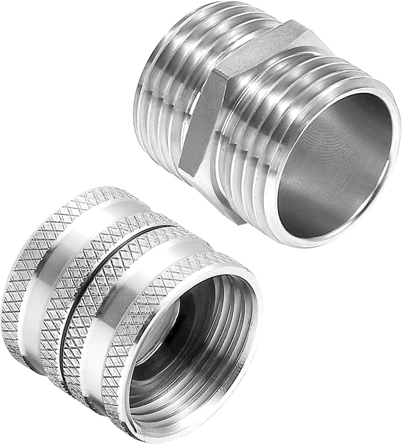 Garden Hose Adapter, Male to Male, Female to Female, 3/4 Inch Stainless Steel Connector, 4-Pack with Extra 4 Washers image number 1