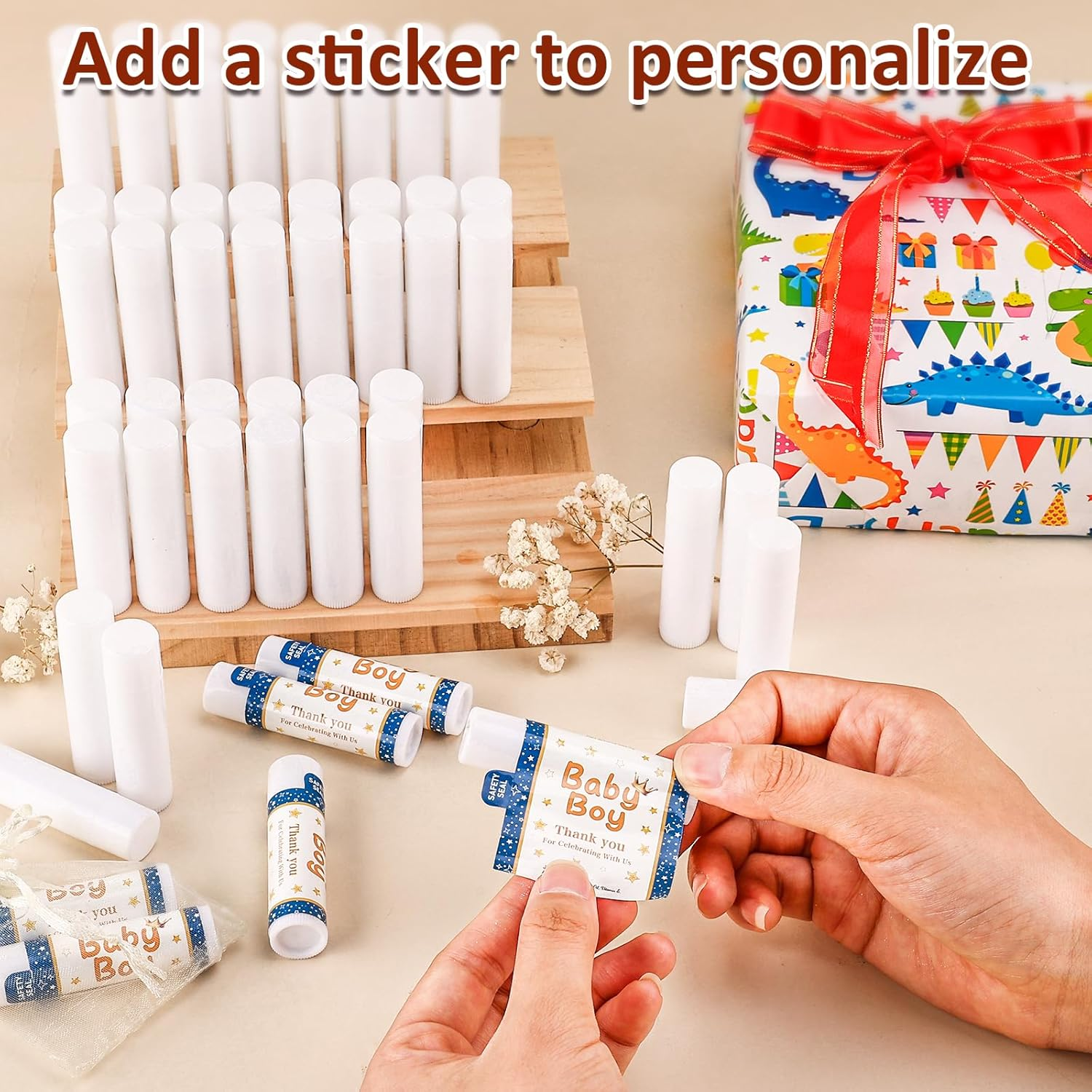 VISRIE 240 Pack Lip Balm Unlabeled, Natural Lip Balm Bulk Blank Tube, Personalized Lip Balms for Party Favors Adults and Bridal Shower Favors or Baby Shower Gifts-5 Flavors image number 5