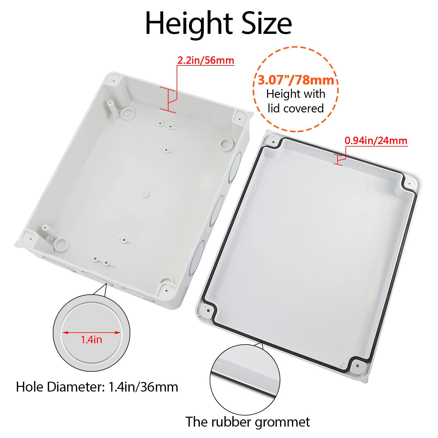 Lemotech Junction Box, Electrical Box IP65 Water Resistant Dustproof ABS Plastic Project Enclosure for Electronics White 10 X 7.9 X 3.1 Inch image number 3