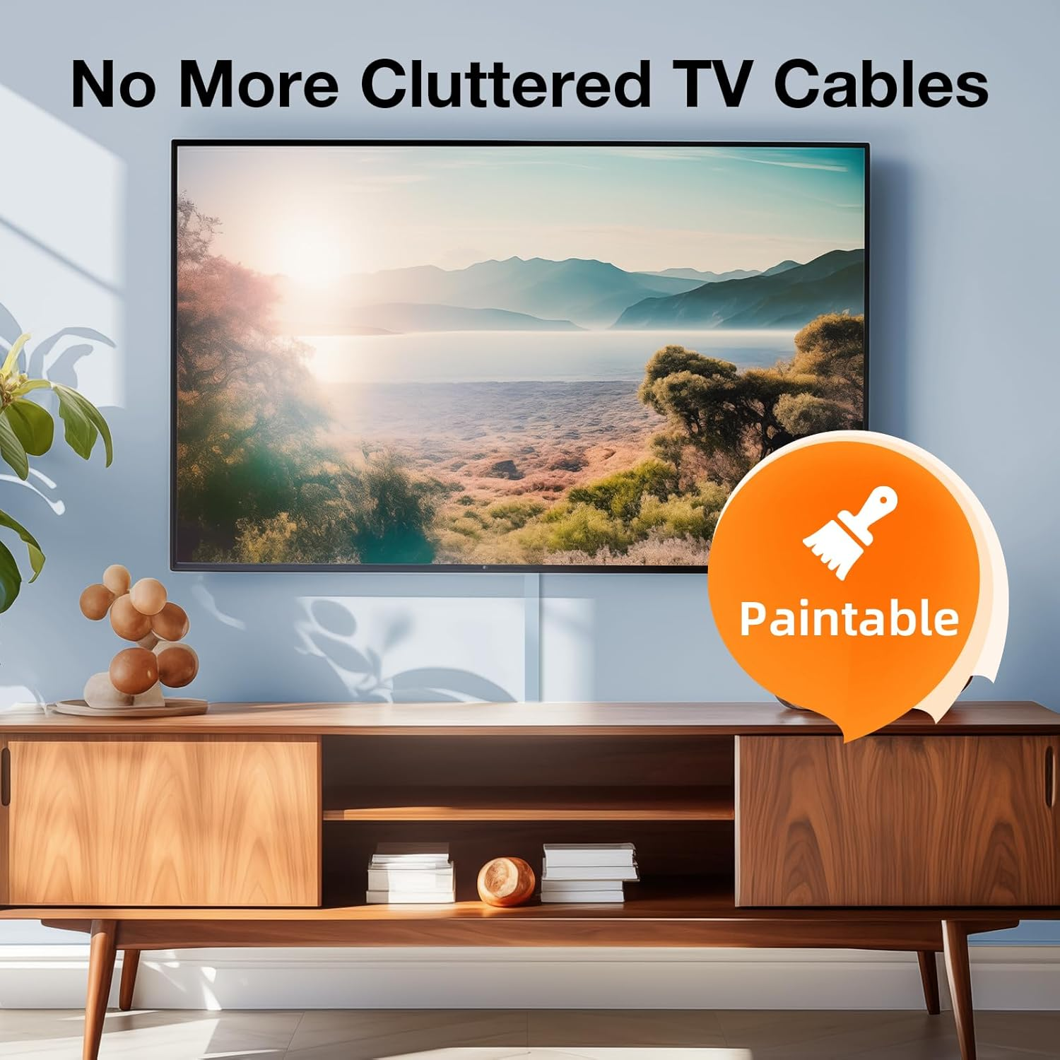 Delamu 157In Cord Hider, Cord Cover Wall Cable Management, Paintable Wire Cover for Cords, Cable Hider Raceway Kit, Cable Cover Concealer, Wire Hiders for TV on Wall, 10 X L15.7 W1.18 H0.6In, Black image number 4