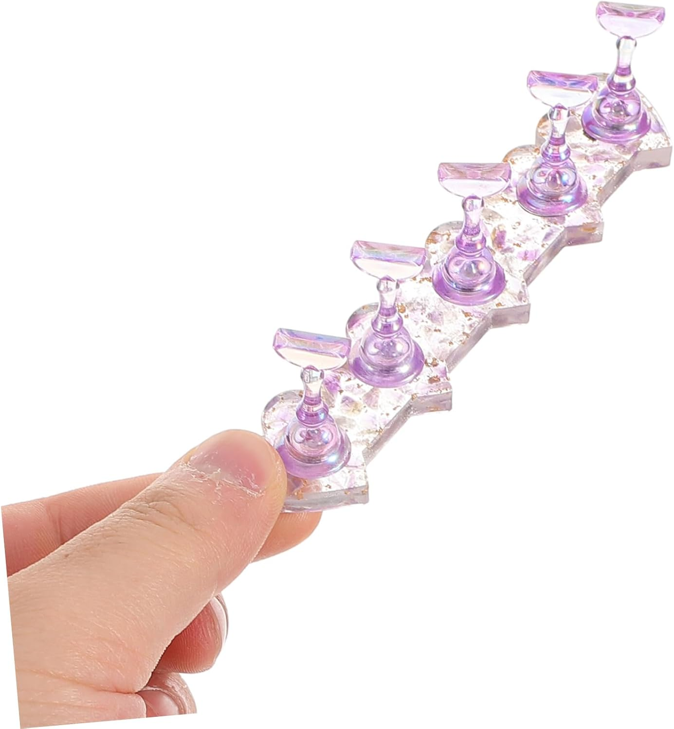 GOOHOCHY Portable Nail Practice Stand with Realistic Feel Lightweight Fake Nail Holder for Manicure Training Stylish Purple Design for Home Salon image number 1