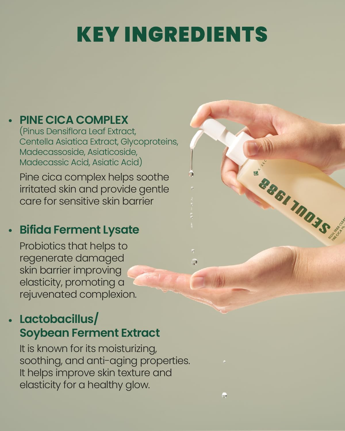 KSECRET SEOUL 1988 Cleansing Oil : Pine Cica 1% + Probiotics, 200Ml/6.76Fl.Oz. image number 5