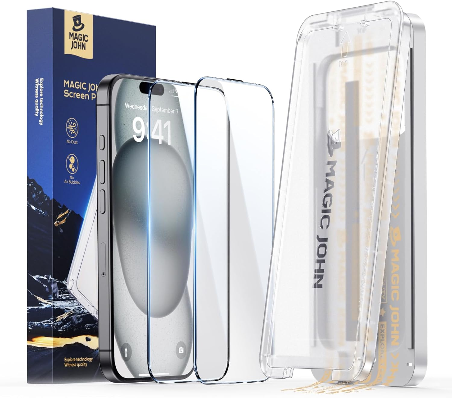 MAGIC JOHN 3Rd Gen Upgraded for Iphone 16 Screen Protector 6.1 Inch, HD Clear, Shatterproof Tempered Film, Auto Dust-Elimination, Bubble Free, Easy Installation, 2 Pack image number 5