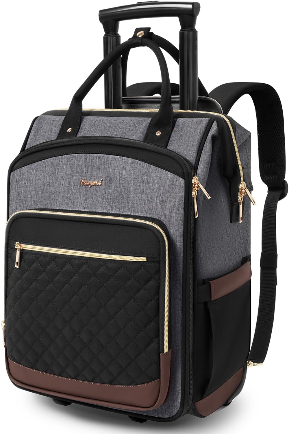 Arcoyard Rolling Backpack for Women, 16 Inch Travel Backpack with Wheels, Vertical Storage Wheeled Laptop Backpack