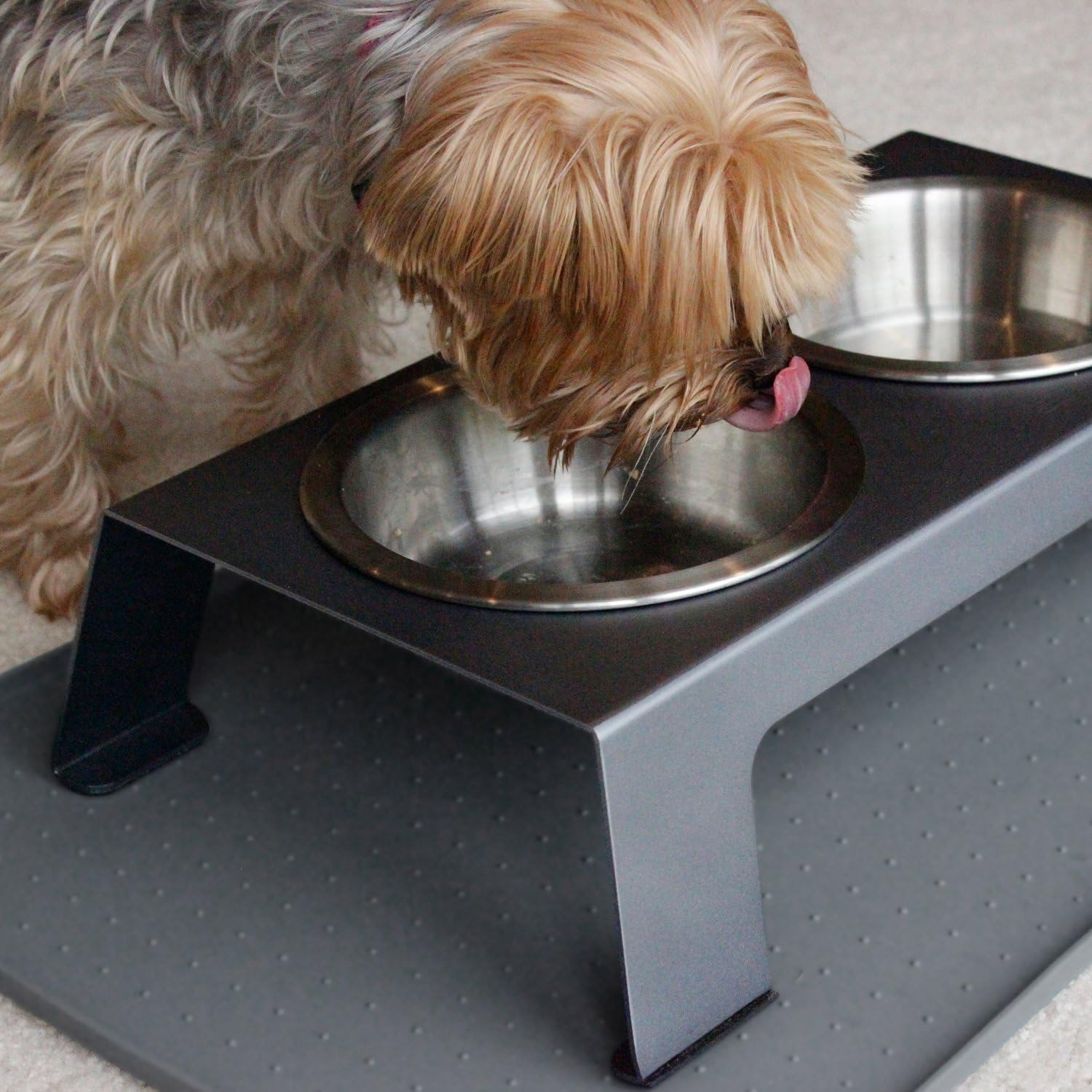 Petfusion Elevated Dog Bowls, Cat Bowls - Premium Anodized Aluminum Feeder (Short 4"). Us Food Grade Stainless Steel Raised Bowls,Metallic Gray image number 5