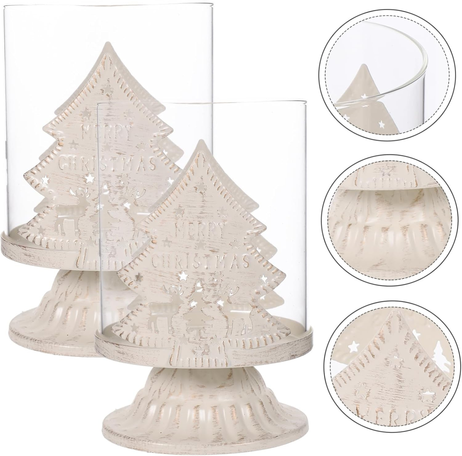 Anneome 2Pcs Fine Crafted Christmas Deer Ornament Candle Shelf Xmas Candleholder Home Decor image number 2