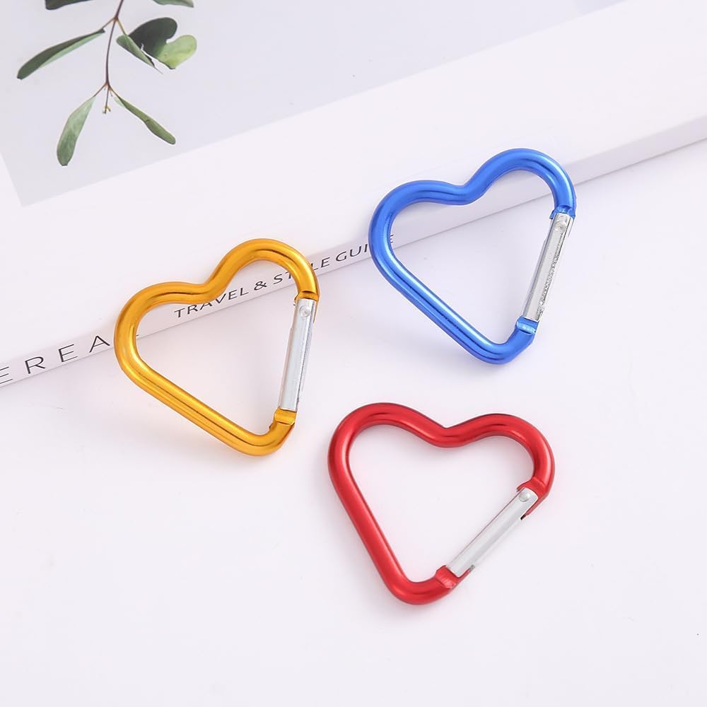 Carabiner Clip, Heart Shaped Climbing Buckle, Aluminum Alloy Heavy Duty Keyring Hook for Camping Fishing Hiking Traveling Aluminum Key Chain Clip Accessories - Red image number 7