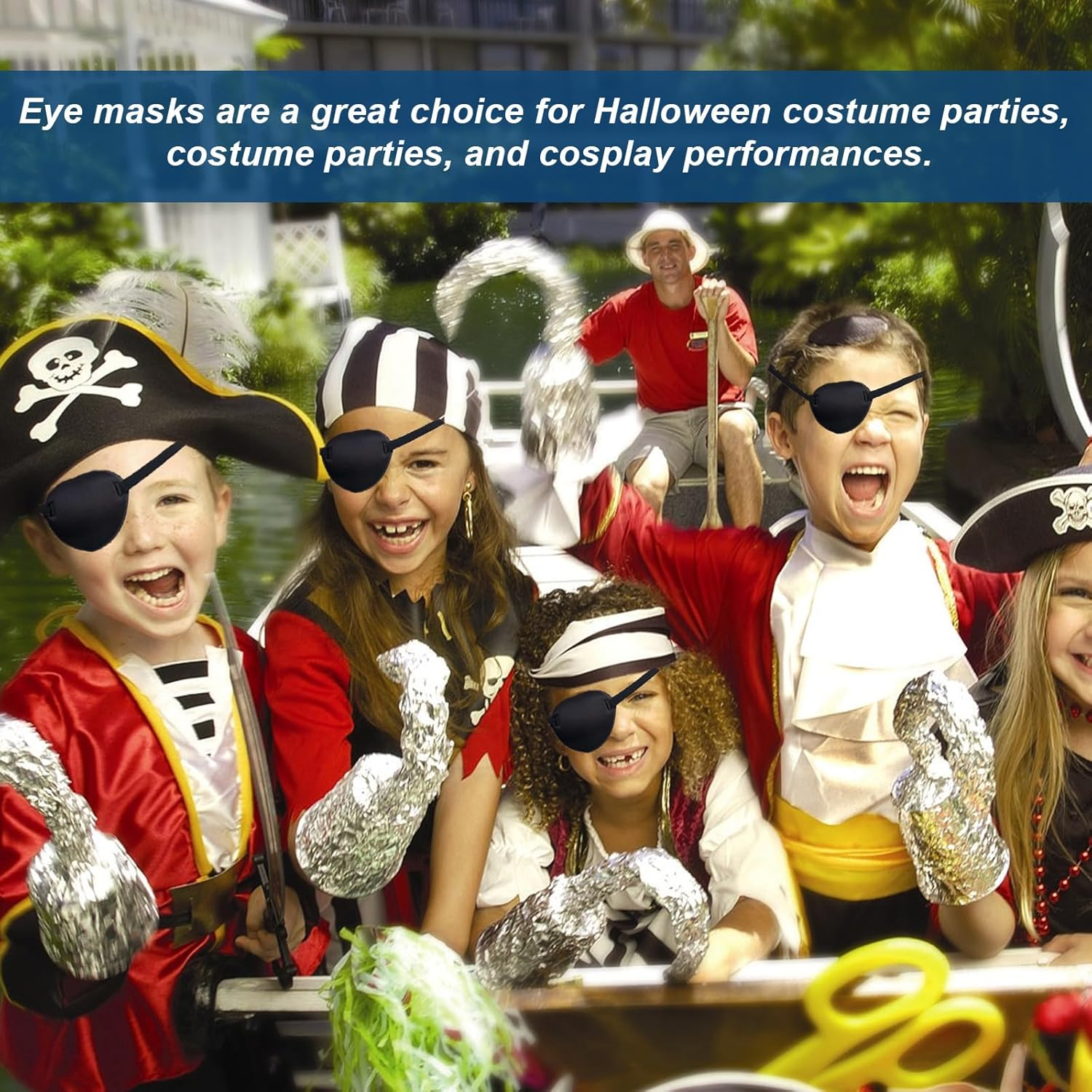 2 Pcs Eye Masks,Elastic Eye Patches Lazy Eye Patch with Adjustable Buckle Soft and Comfortable Pirate Eye Mask Single Eye Mask (Black) image number 1