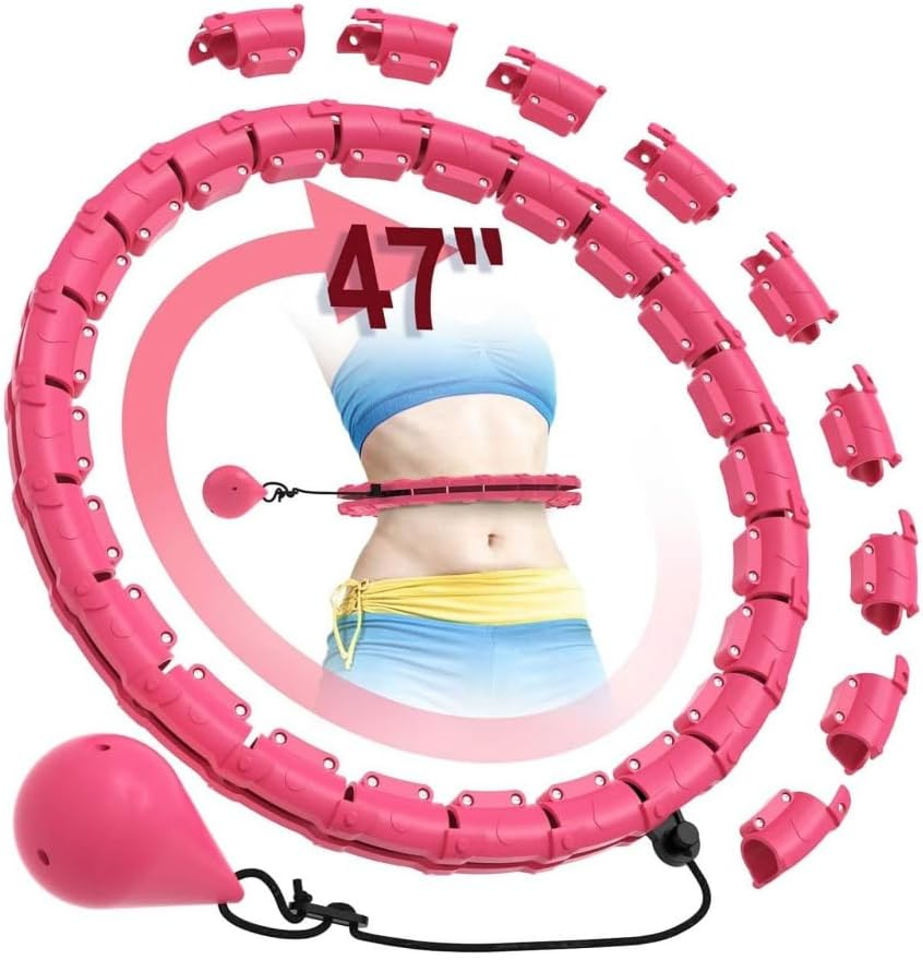 Weighted Infinity Hoop for Adult Weight Loss,24 Links Detachable & Size Adjustable,2 in 1 Waist and Abdominal Workout Hoop,Exercise Hoop Suitable for Women and Beginners,With Waist Trainer for Women image number 3