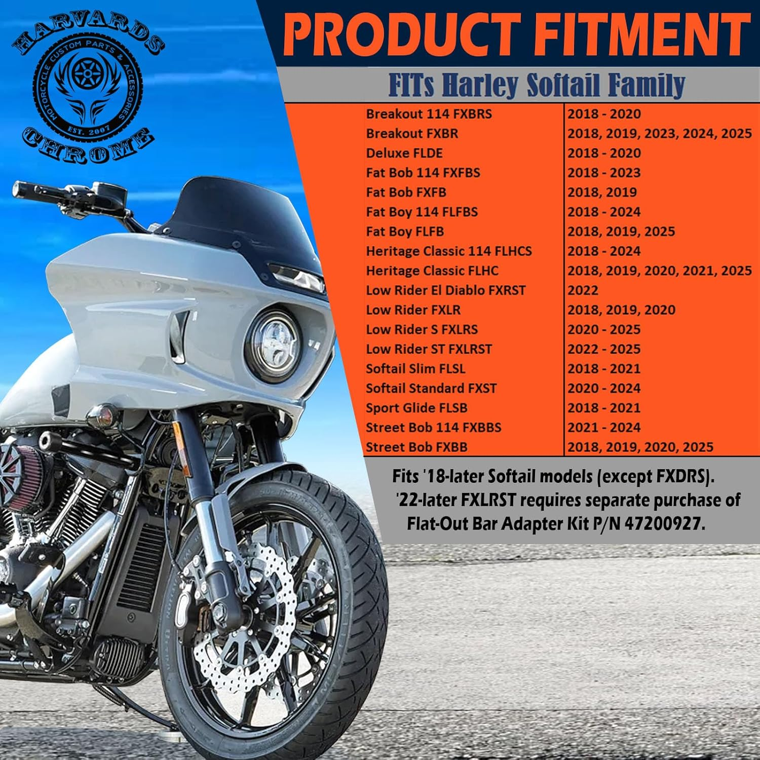 BLACK Engine Guard Front Crash Bar Protector Flat-Out Compatible with 18-25 Softail Low Rider Breakout Fatboy Models image number 5