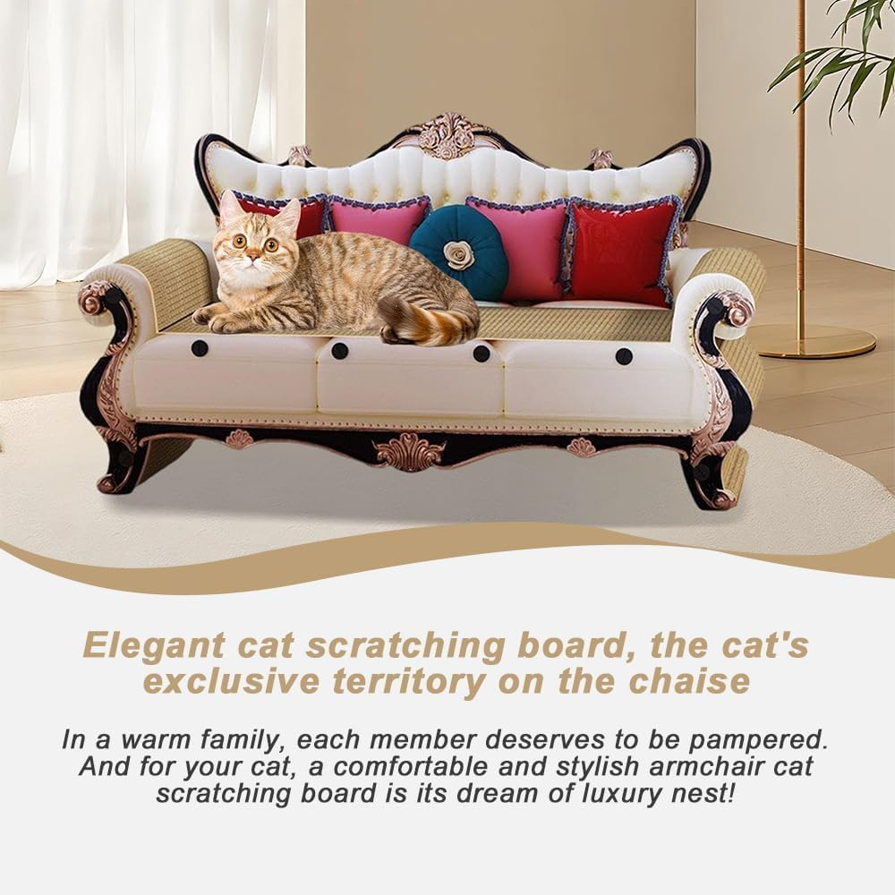TOMVAES Cat Scratcher Sofa, Vintage Style Cardboard Cat Bed and Scratching Board, Corrugated Paper Cat Furniture Protector for Indoor Cats Red image number 6