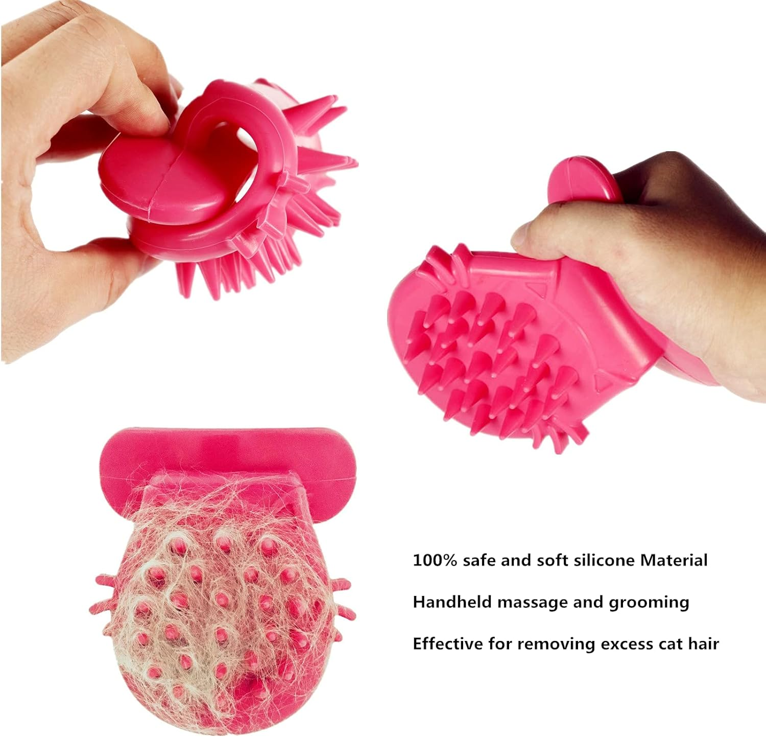 PETCYY Cat Brush for Shedding and Grooming - Soft Massage Tongue Brush, Licking like a Mama Cat to Comfort - Surprise Pet Gift - Rose Red image number 6