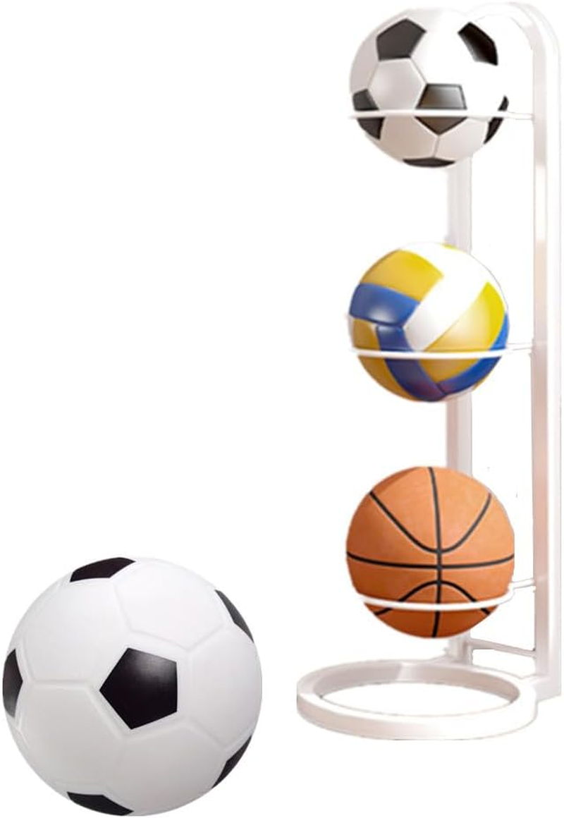 Basketball Organizer Stand,3-Tier White Ball Storage Rack,Removable Home Cube Frame Ball Stand Storage, Freestanding Stable Garage Sports Organizer Equipment Display Stand for Indoor Sports Room image number 2