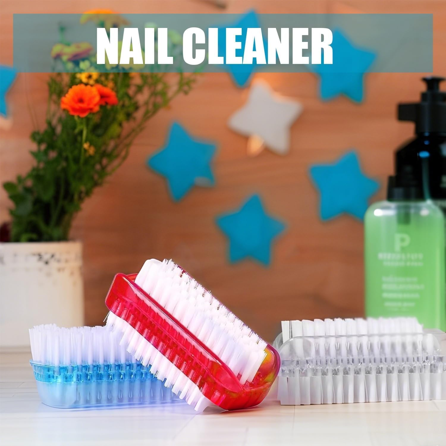 Pack of 5 Double-Sided Nail Cleaner Hard Brush, Nail Cleaner, Hand Brush Nail Brush, Hand Wash Brush, Fingernail Brush for Cleaning by Hand Nails, Suitable for Bathroom Toilets (4 Colours) image number 6