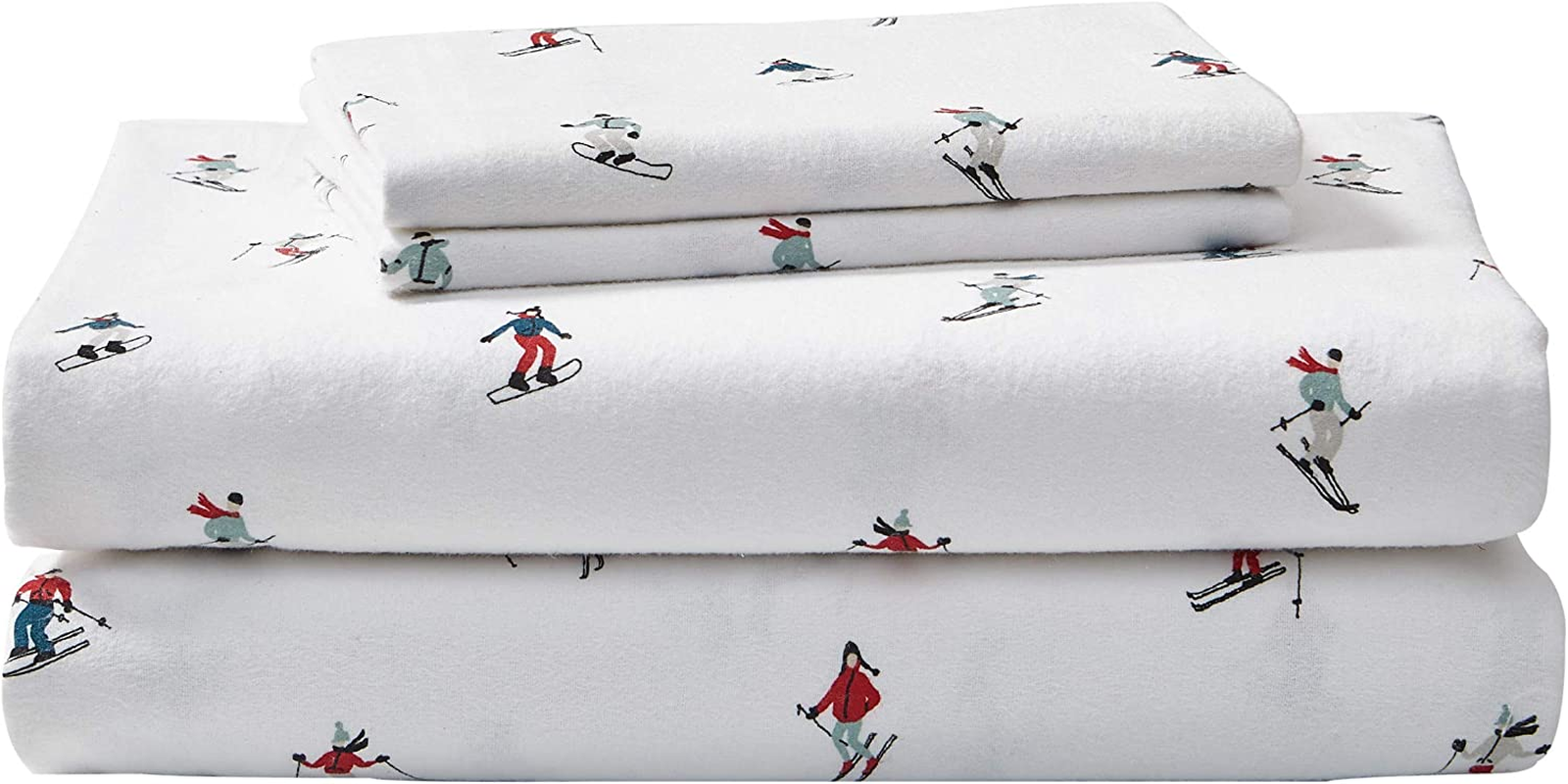 Eddie Bauer - King Sheet Set, Warm Breathable Cotton Flannel Bedding with Deep Pockets, Brushed for Extra Softness, Cozy Home Decor, Oeko-Tex Certified (Ski Slope, King) image number 2