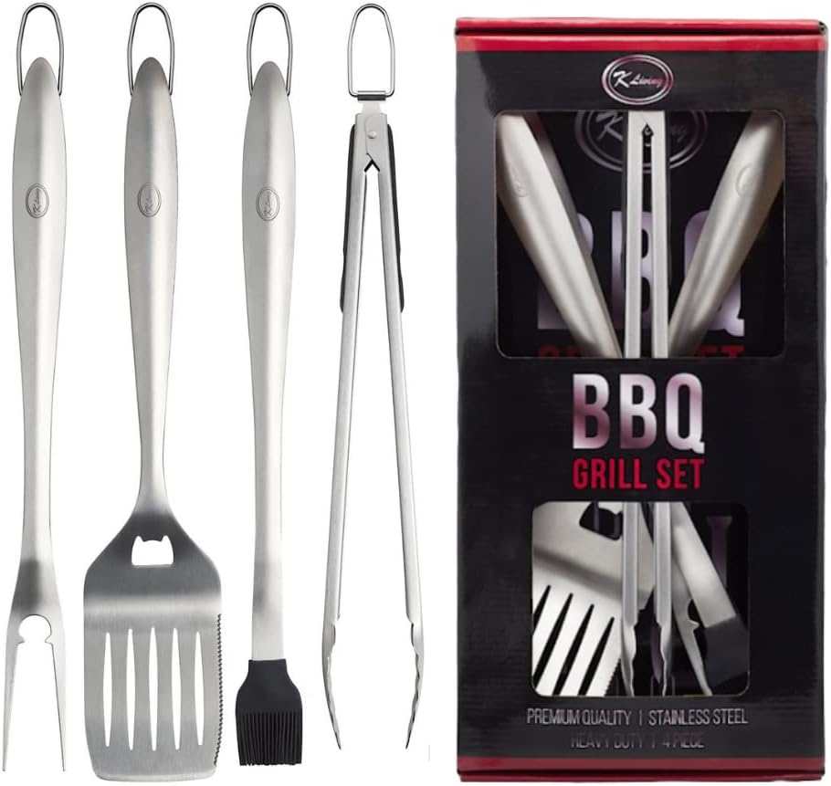 K Living Barbecue Tool Set | AU Company | Perfect for Dad'S | Stainless Steel | Includes, Apron and Chef GAV EBOOK | Easy to Clean and Store | Stylish Design | Long Handles image number 6