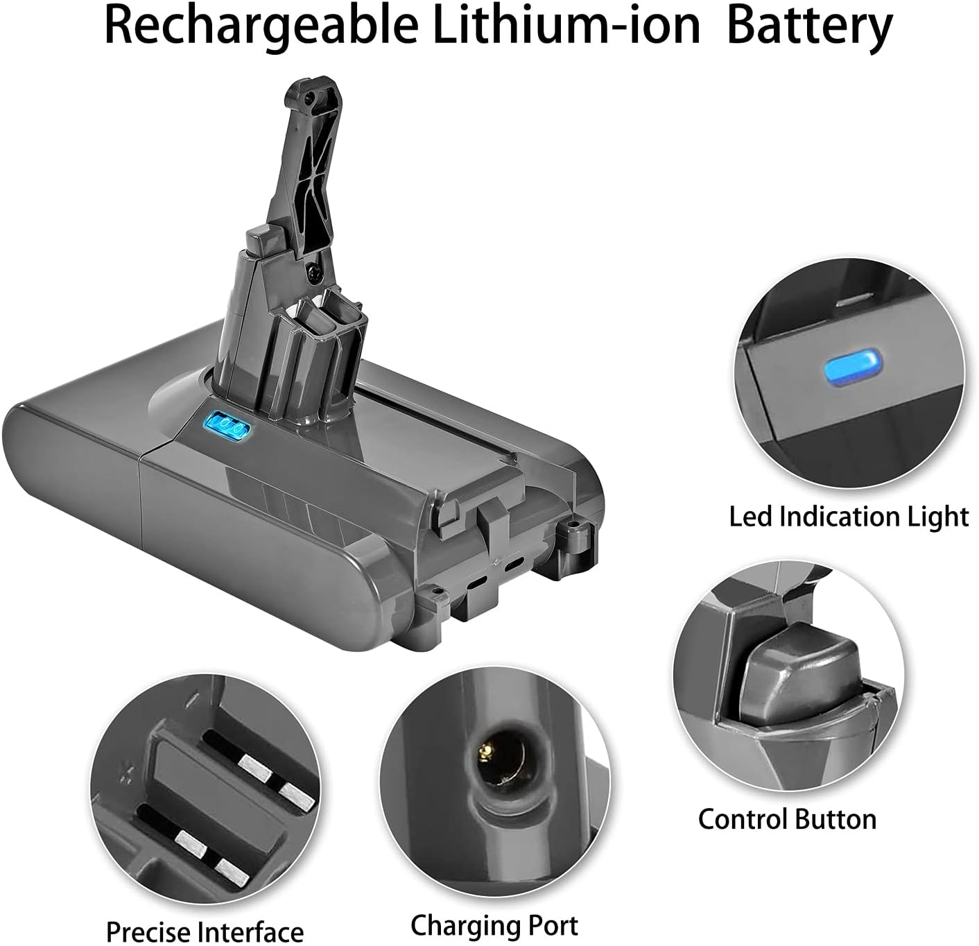 4600Mah 21.6V Replacement Battery for Dyson V8 Absolute Animal Motorhead Fluffy Carbon Fiber Dyson Cordless Vacuum Cleaner