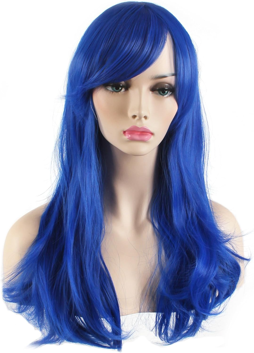Akstore 28" 70Cm Fashion Wigs Long Wavy Curly Hair Cosplay Wig & Wig Cap (Blue) image number 2