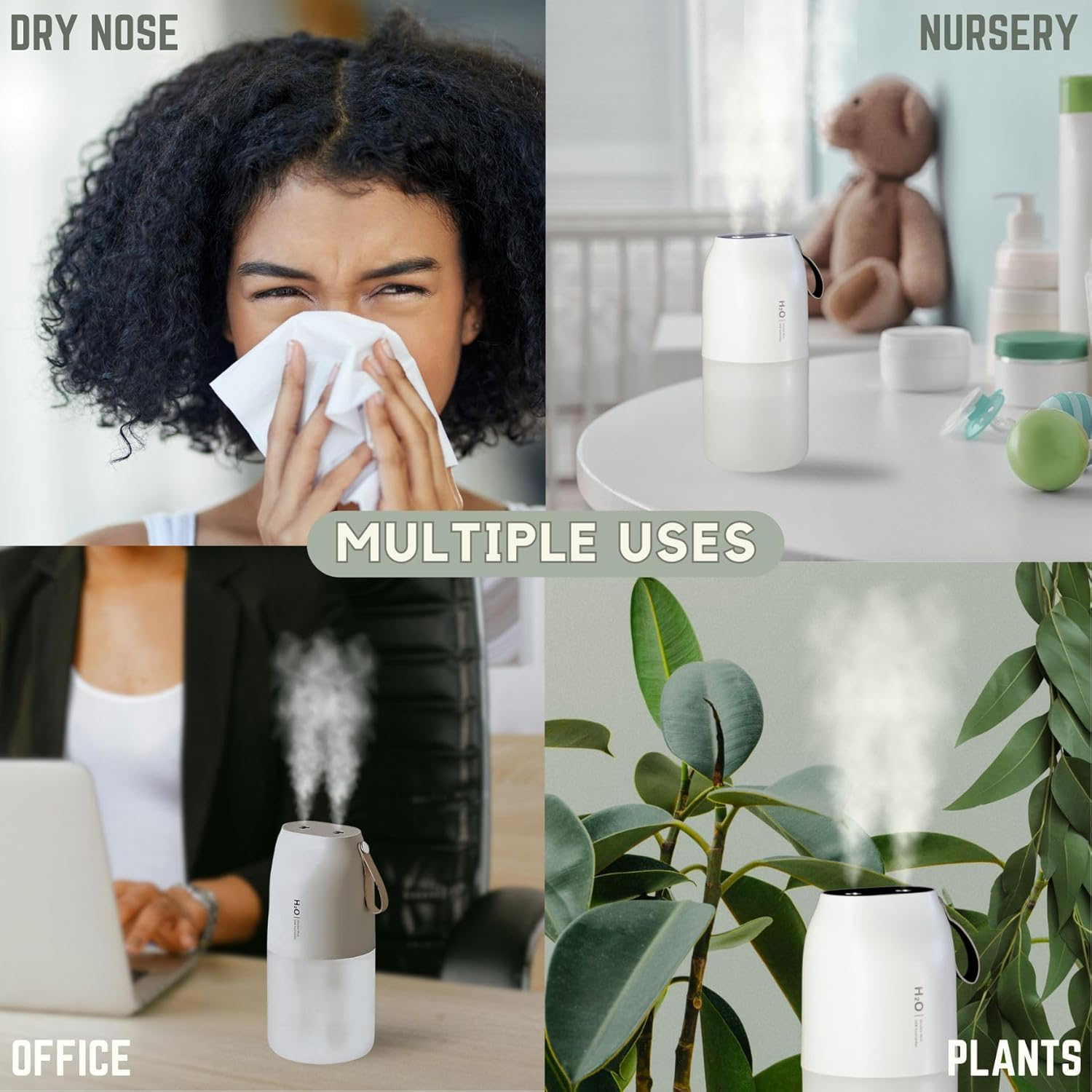 JOYFULNEST CO. Portable Humidifier &ndash; 300Ml Double & Single Mist, USB-C Rechargeable 2000Mah Battery, Quiet Night Light, Leak-Proof & Travel Humidifier for Car, Office, Bedroom, Baby & Dry Air Relief image number 4