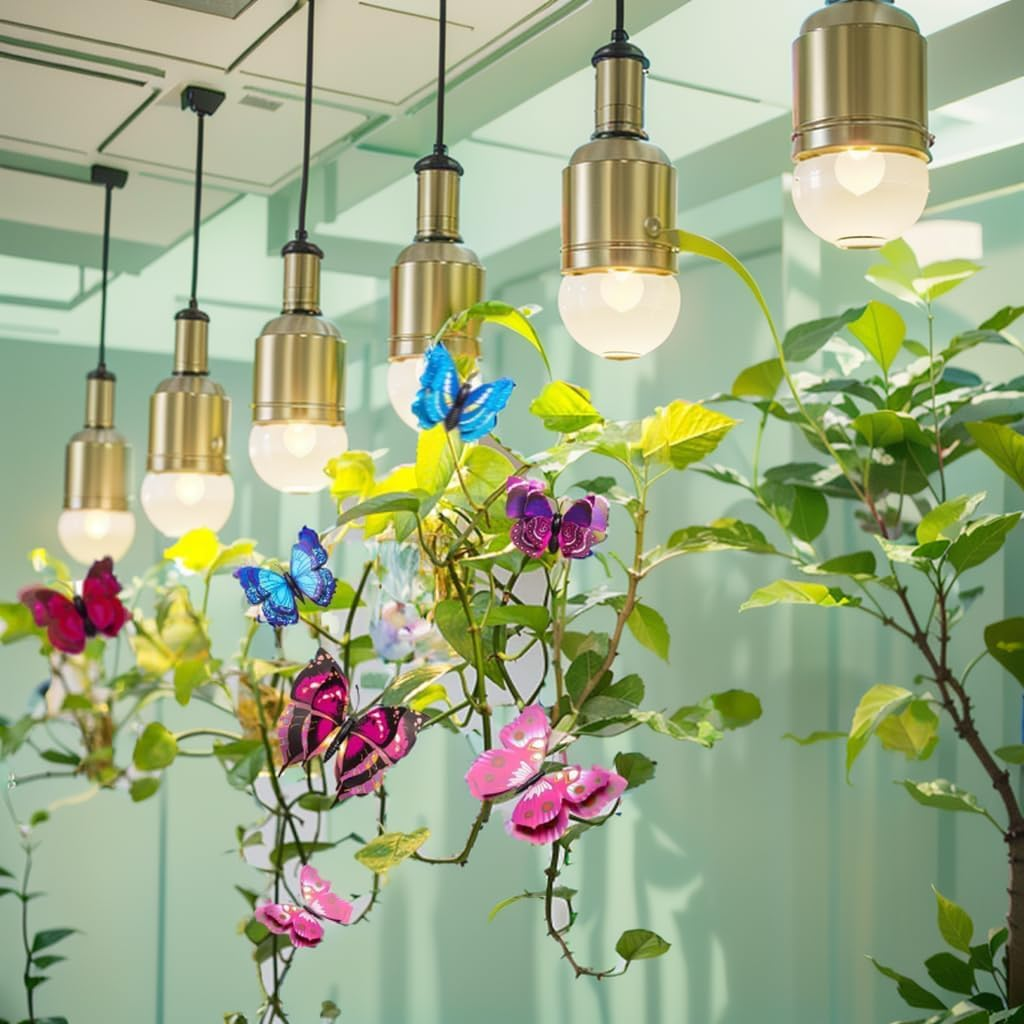 24 Pack 3D Nursery Wall Stickers【Double Wings】 T Tersely Butterfly Wall Removable Sticker Decals, Home Decoration Wall Stickers for Home Decor Art Kids Room Bedroom (Purple+Pink)