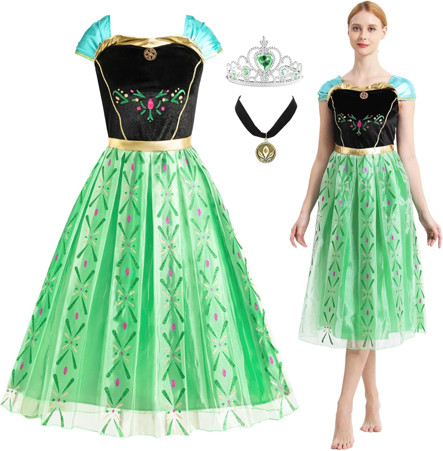 Womens Princess Costume Halloween Cosplay Party Dress up Role Play Outfits for Adult