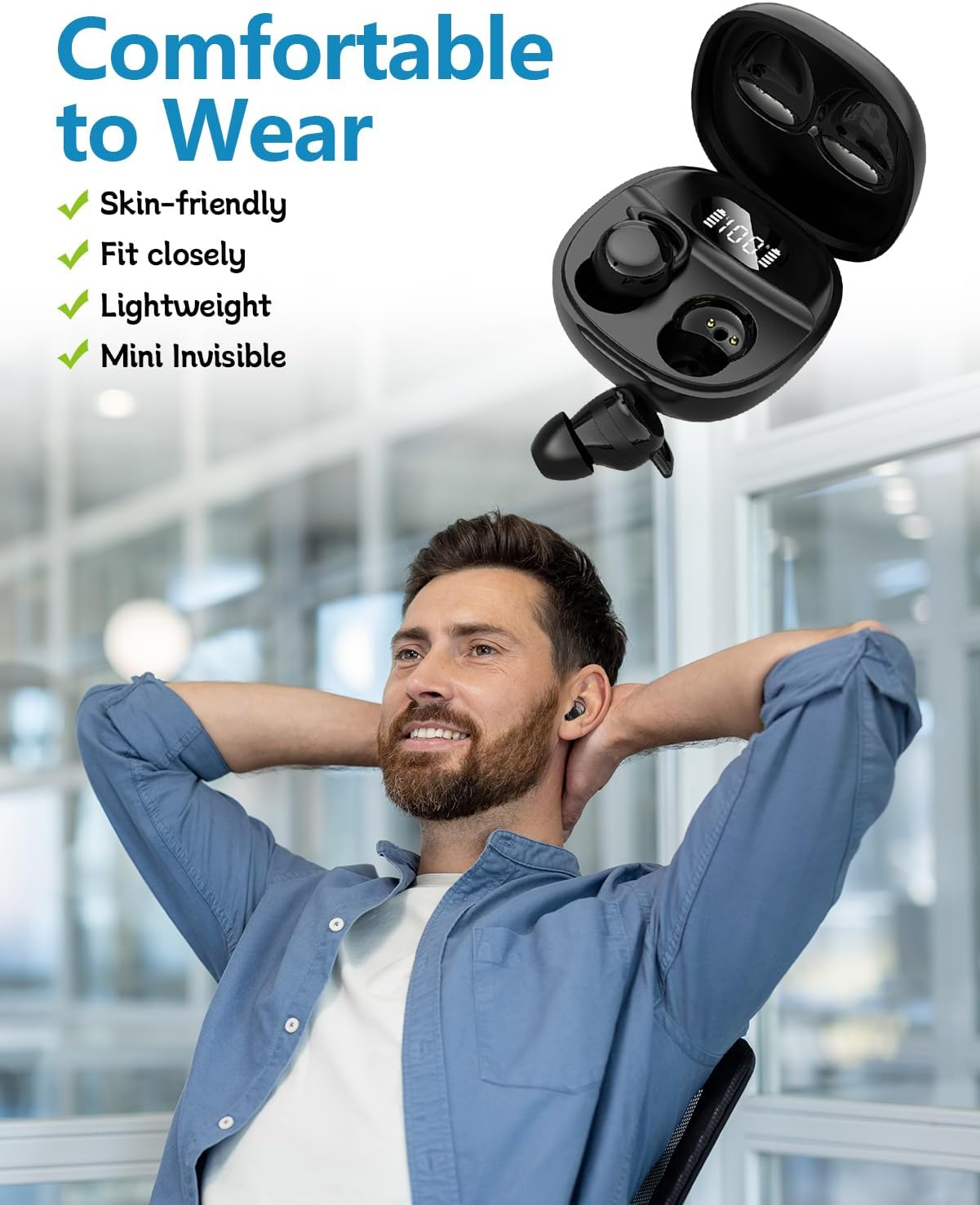 Sleep Earbuds Bluetooth 5.4 Headphones in Ear Noise Cancelling Mic Mini Ear Buds for Side Sleeping Waterproof Wireless Earphones with Hifi Stereo Sound for Travel Insomnia Relaxation with Charge Case image number 3