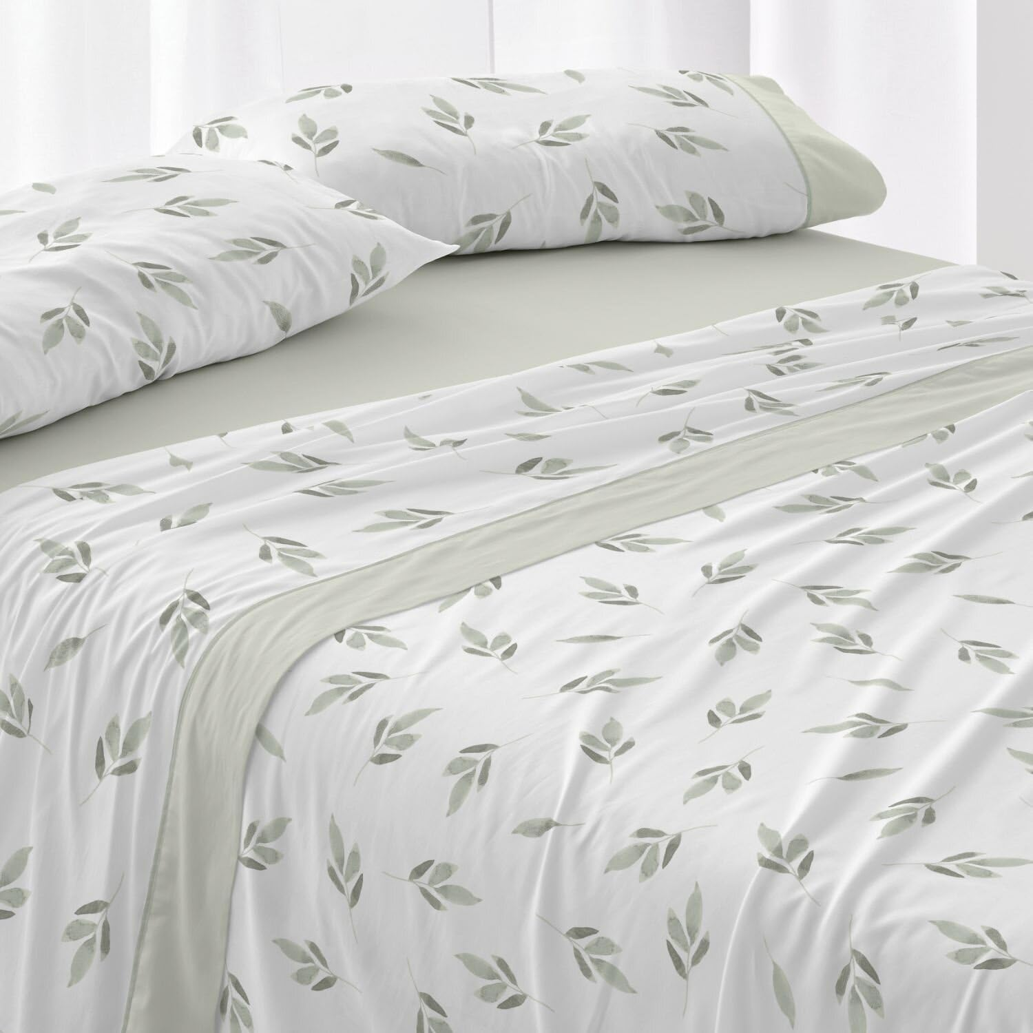 Burrito Blanco Cotton Bed Linen | Bed 135 Cm (+ Available Sizes) | Design 632 | Green (135 X 190/200 Cm)
