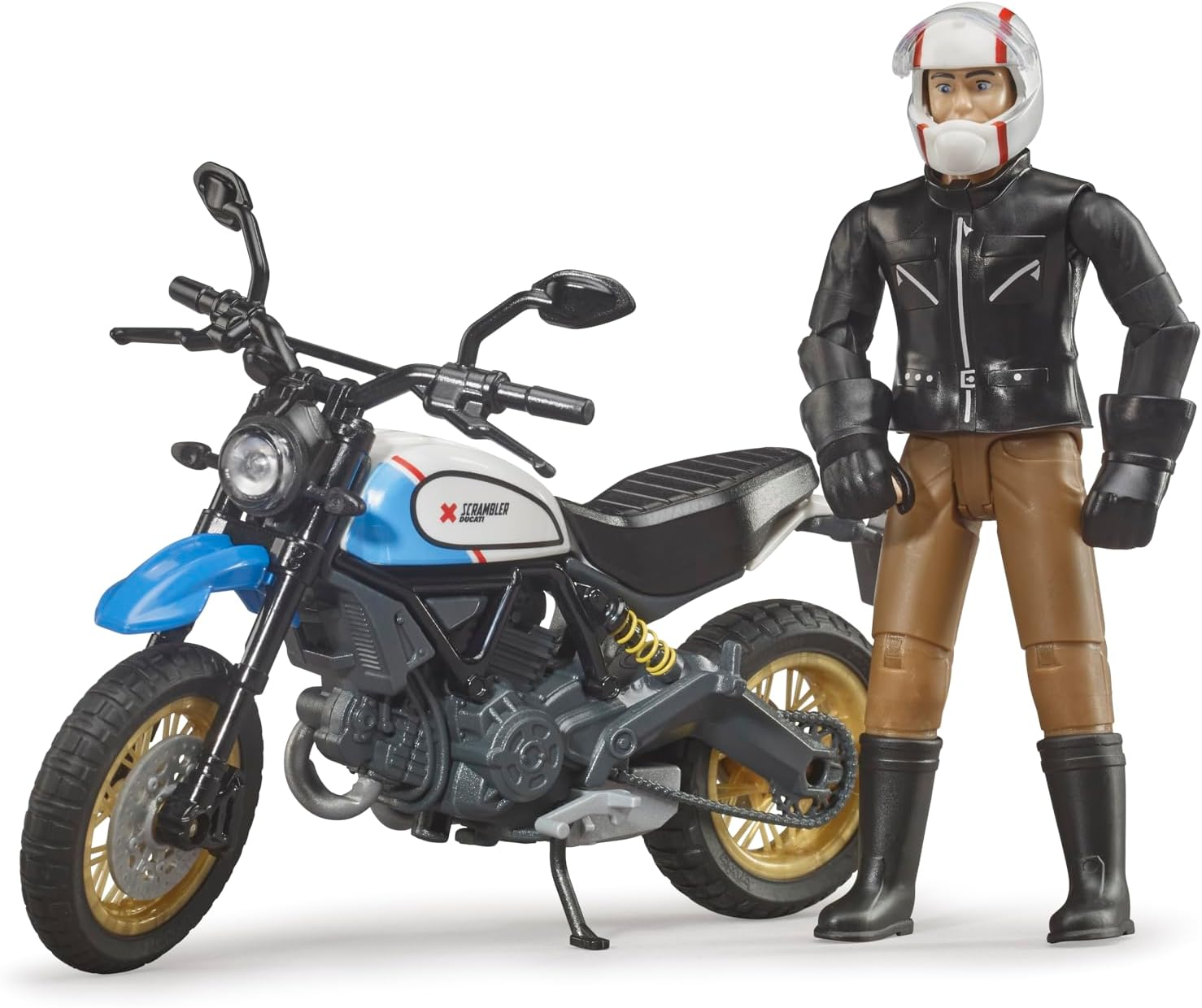 Bruder 63051 Ducati Scrambler Desert Sled Motorcycle Bike with Driver Figurine and Accessories image number 2