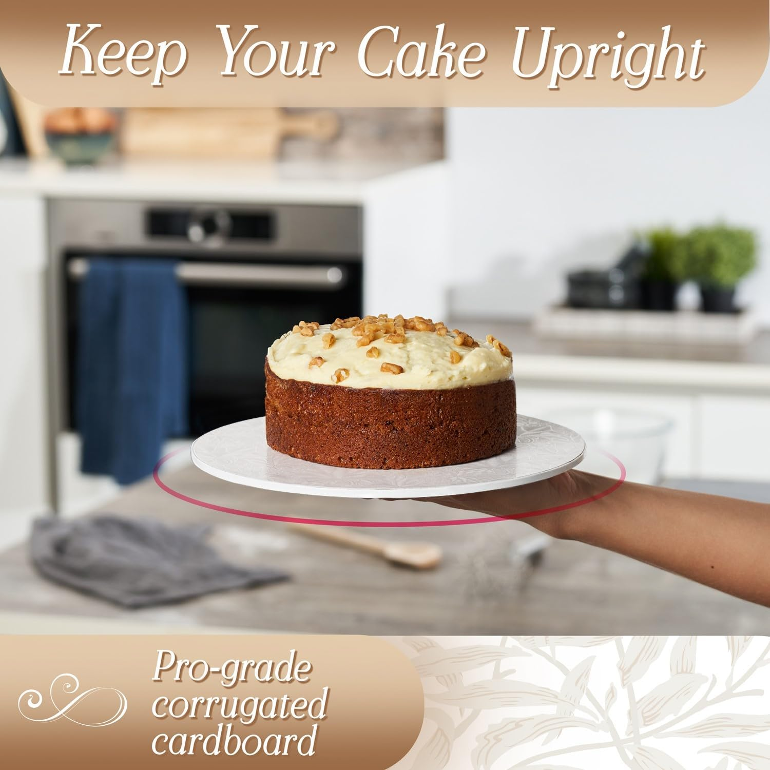 Cakebon Cake Boards - Sturdy 1/8 Thick Drums - 8 Inch (20 Cm) Professional Fully Wrapped Edges White 6-Pack