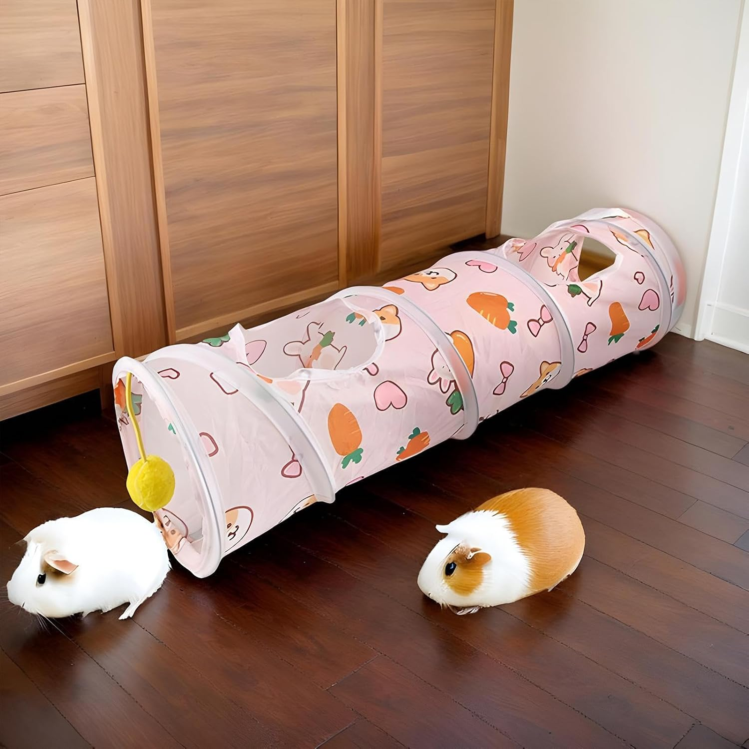 Small Animal Tunnel,Pet Playing Sleeping Pipe - Foldable Tunnels with Play Ball Bunny Hiding Tube Activity Toy for Dwarf Rabbits, Hamster, Kitten, Hedgehog - B image number 6