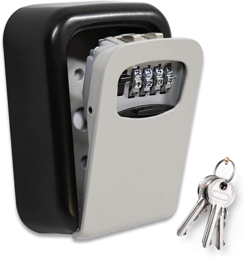 Valuehall Zinc Alloy Wall Mounted Combination Key Safe Storage Box with Slide Cover Lock Box for House Key 4 Digit Combination with Mounting Kit for Hotel Home Garage School V8168 image number 1