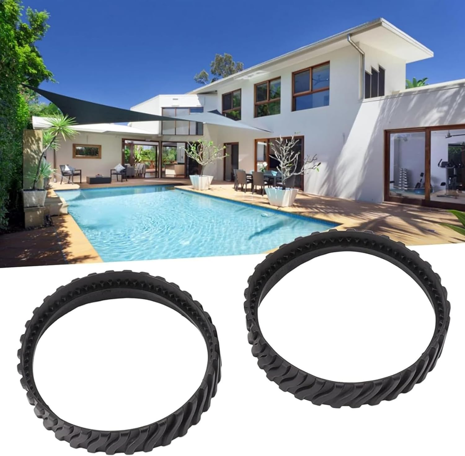 MDHWL 2-Pack Rubber Track Replacement for Zodiac MX8 Elite & MX6 Elite Pool Cleaners - R0526100 Wheel Belts for MX8 and MX6 Models image number 3