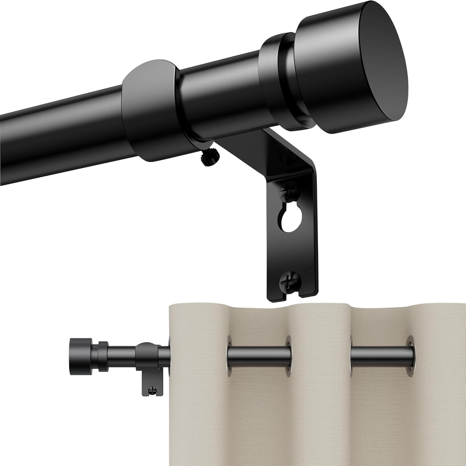 Curtain Rods 45-429 Cm, for Window 406 Cm, Adjustable Length Heavy Duty Decorative Finials Diameter 2.2 Cm,13 Ft, Black image number 3