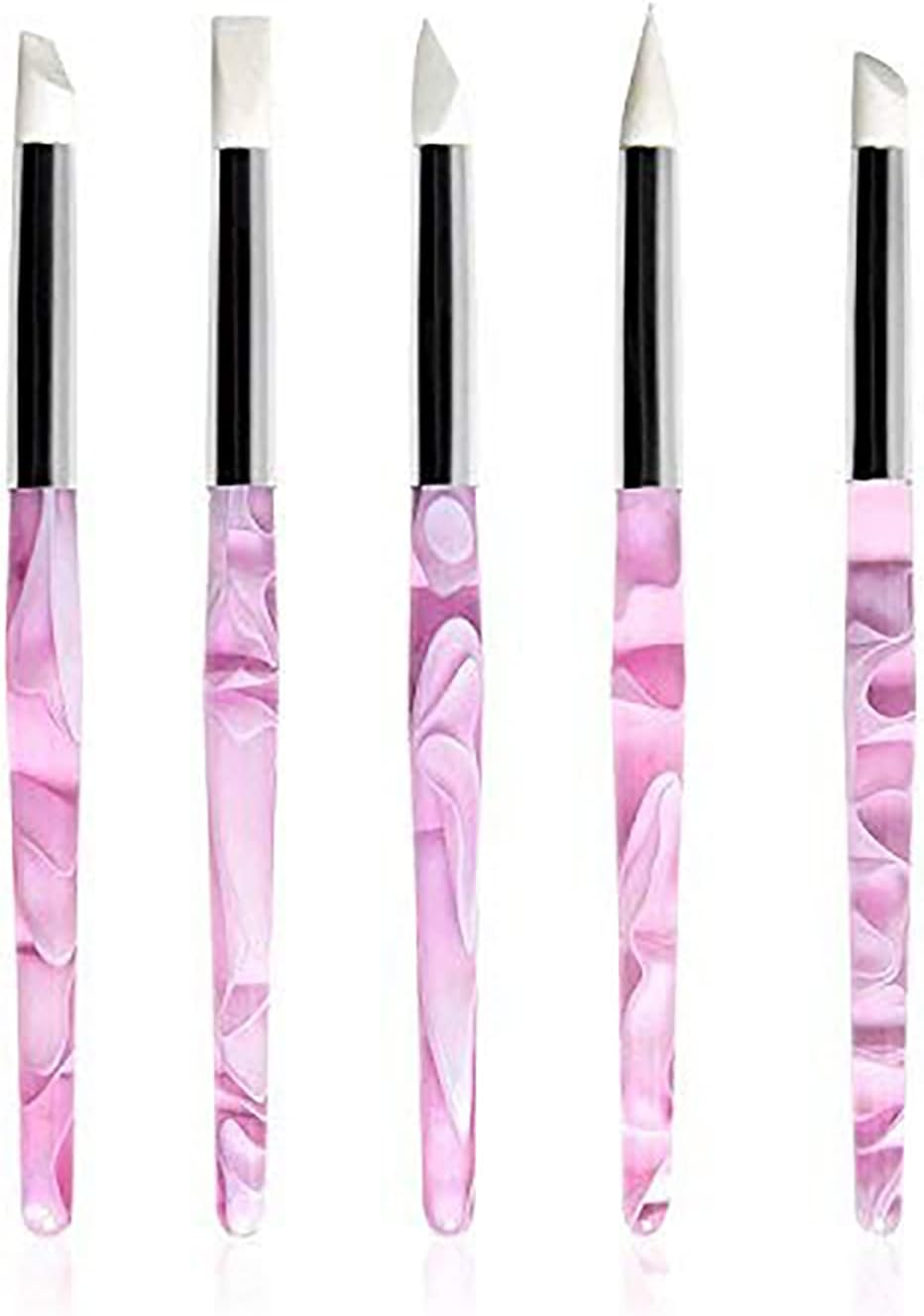 BQAN 5Pcs Nail Art Sculpture Pen, Silicone Nail Art Brushes for Gel, Acrylic Nails, Foil Carving, Drawing & Shaping, Nail Art Tools for Home Salon image number 3
