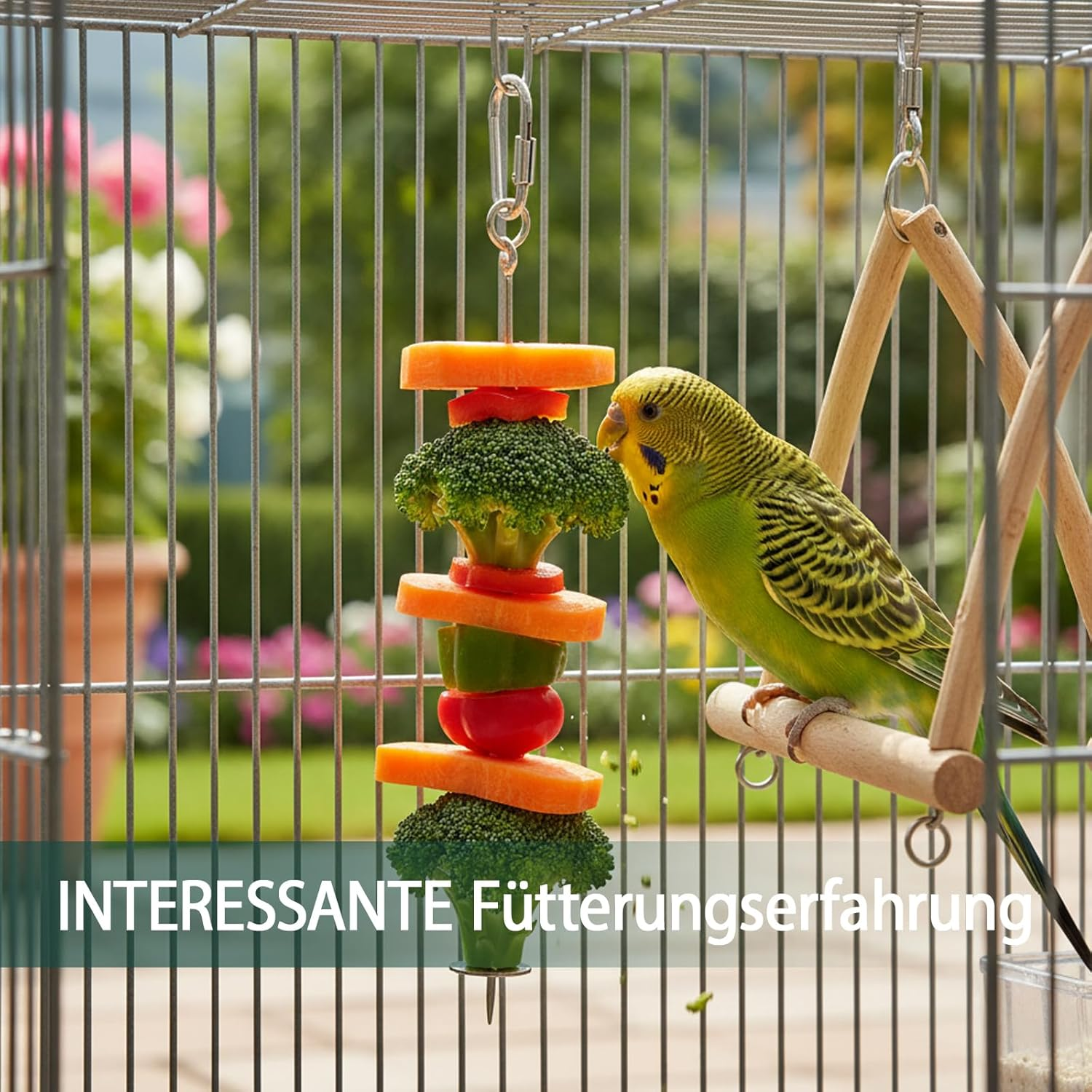 Hcvgcm Budgie Toy, 3 Stainless Steel Fruit Skewers with 3 Hooks, Budgies Cage, Parrot Toy, Safe and Durable Feeder for Budgies, Cockatiels and Small Birds image number 2