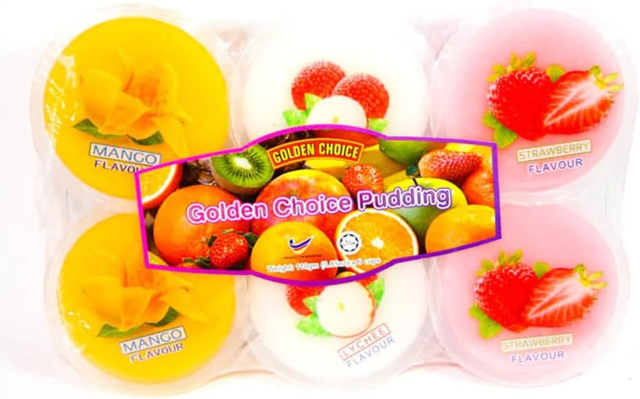 Golden Choice Assorted Pudding | Asian Snacks & Sweets with Fruit Flavours | Delicious Snack Pack for Kids and Adults | 110G Each Pack of 6 image number 1