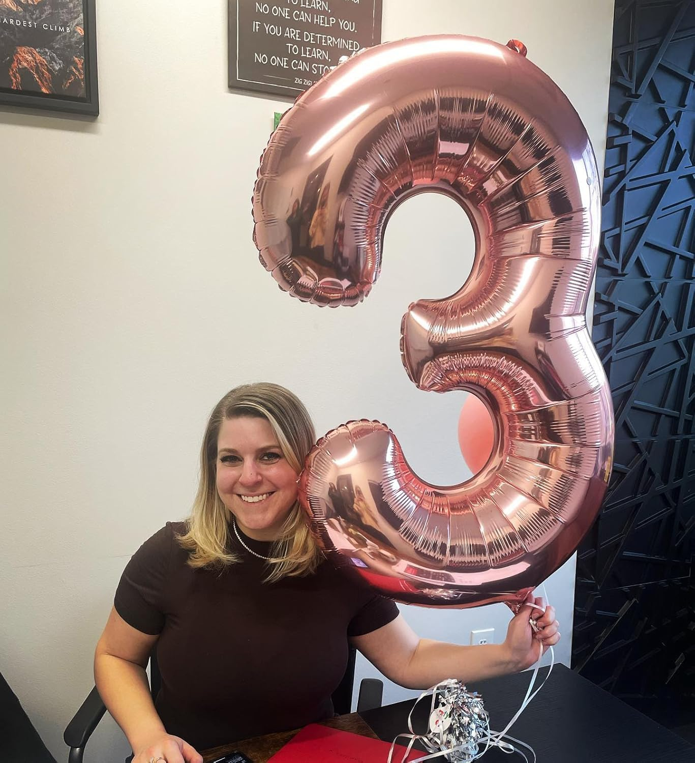 Lumjoy Rose Gold 3 Balloon, 40 Inch Number Balloon, 3Rd Birthday Decorations for Kids, Girls, Boys, Men, Women, Party Supplies for Celebrations, Giant Number 3 Balloon image number 2