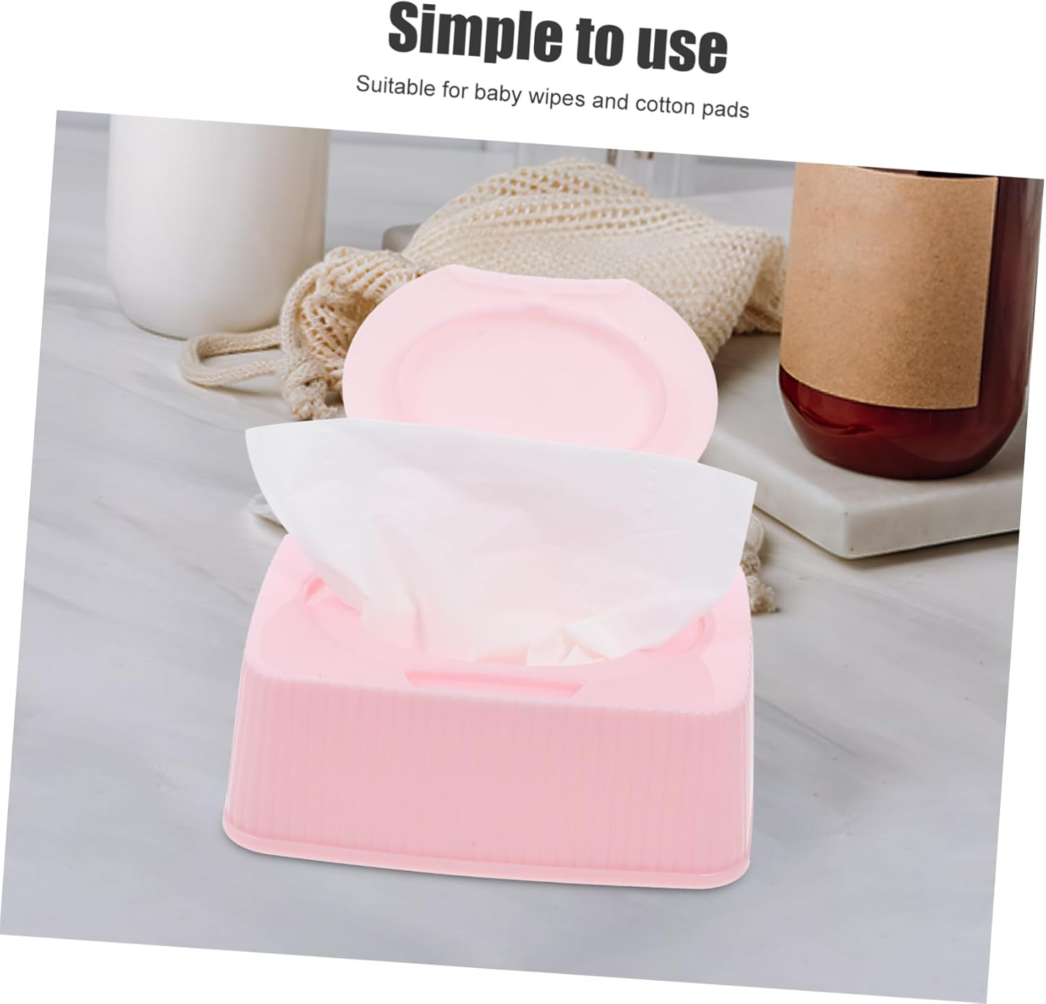 Baby Wipes Dispenser Flip Lid Dustproof Storage Case Refillable Portable Wipe Container for Nursery Bathroom Travel, Pink image number 1